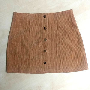 LF One Way Corduroy Snap Button Front Skirt